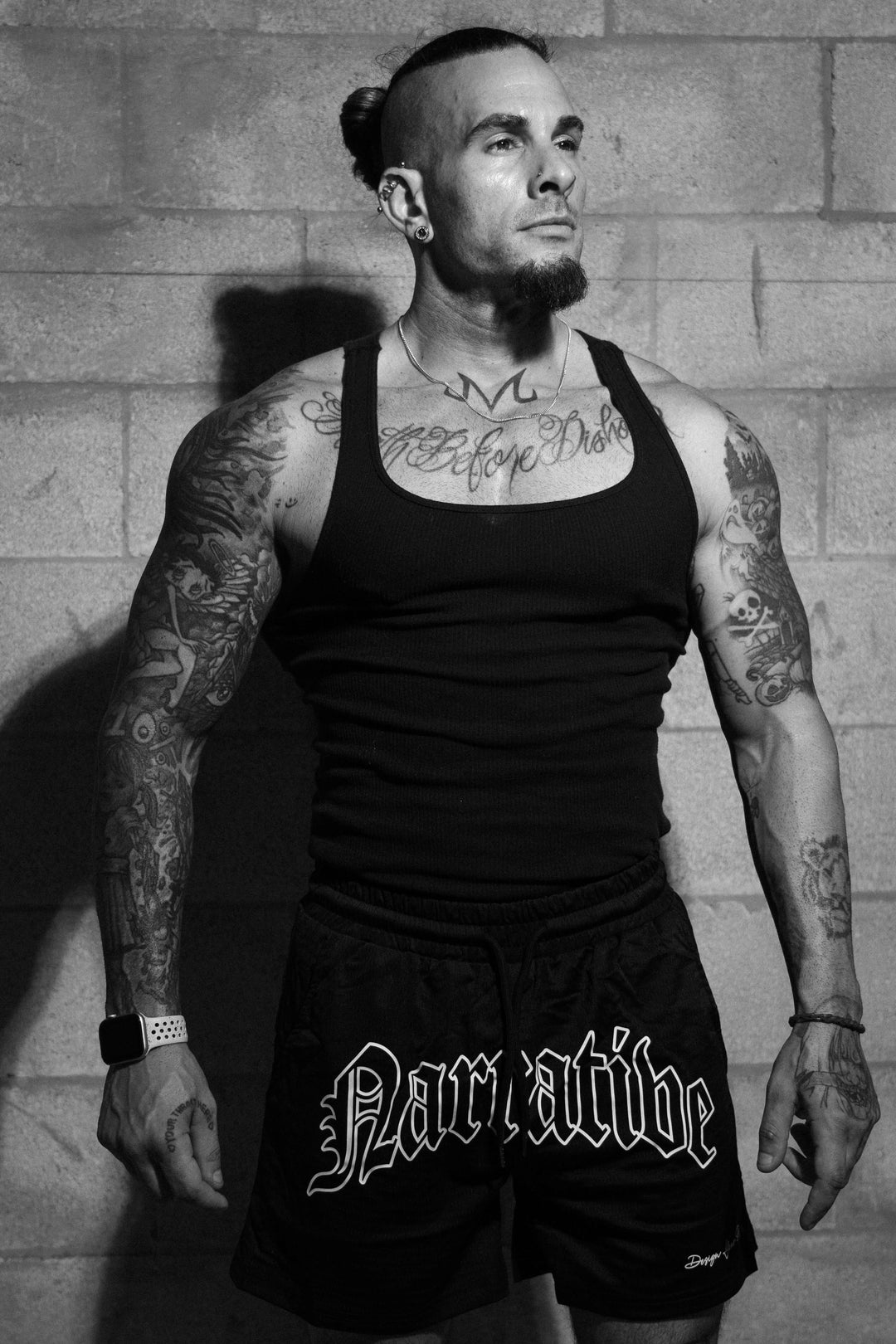 Signature Logo 5 inch inseam Shorts Black, Model Pose
