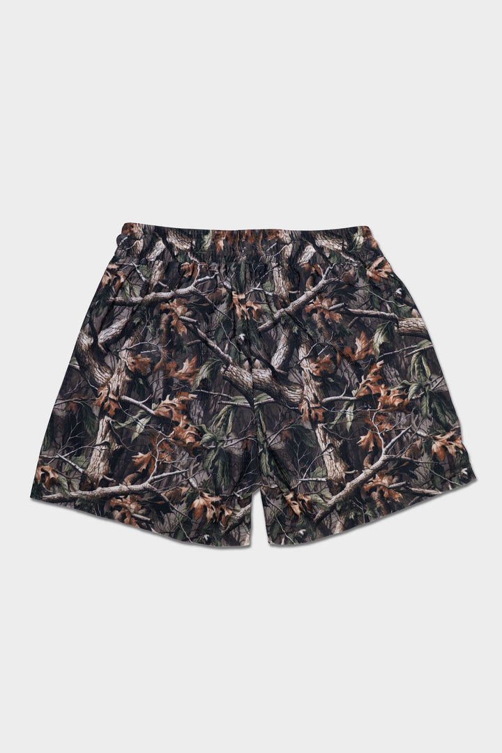 Signature Logo 5 inch inseam Shorts RealTree Camo, Back View 